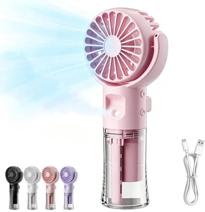 Ventilator Met Waternevel - Handventilator - 4 Standen - Mist Ventilator - Oplaadbaar - Stille - Draagbare Mini Ventilator - Tafelventilator - Water - Waaier - Mini Airco - Draadloze Ventilator - Aircooler - Luchtbevochtiger - Roze
