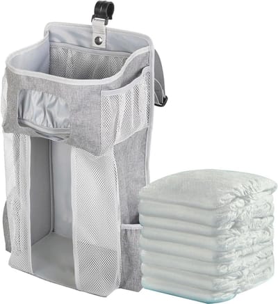 Luierrek ophangbaar - Luier caddy - Babykamer organiseren - Grote capaciteit - 8x20x8 cm - Grijs