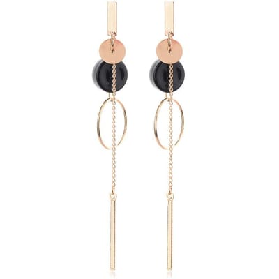Trendy Lange Kwast Oorbellen voor Dames Zwart Acryl Ronde Metalen Cirkel Hangende Oorbellen Punk Geometrie Ketting Sieraden Cadeau
