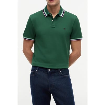 Tommy Hilfiger Contrast Collar Cuff Street Green Größe: S | Poloshirts Outlet | Herren | Grün