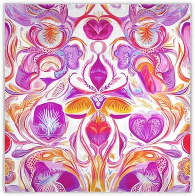 Zijden Sjaal - Dames Sjaal - Stijlvol Accessoire - Lichtgewicht Stof - 90x90 cm - Orchidee Print