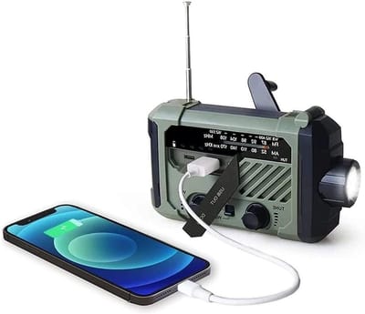 Digitale Radio - Noodradio Zaklamp - Buiten Activiteiten - Hand Crank Opladen - 2000mAh Batterij - Zwart