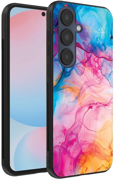 Smartphonica Telefoonhoesje Geschikt voor Samsung Galaxy S24 FE met Regenboog Acryl Marmer Opdruk - TPU Backcover Case Rainbow Acrylic Marble Design geschikt voor Samsung Galaxy S24 FE