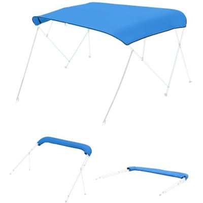 VEVOR Bimini Top Vervangingshoes voor 4-boogmodellen, 2440 mm lang, waterdicht 600D marinemateriaal, zonnescherm voor boten met opbergvak, ritssluiting, 2464 tot 2616 mm breed, blauw, frameloos