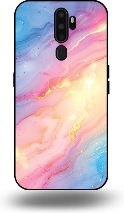 Smartphonica Telefoonhoesje Geschikt voor OPPO A9 2020 met Regenboog Glitter Marmer Opdruk - TPU Backcover Case Rainbow Glitter Marble Design geschikt voor OPPO A9 (2020)