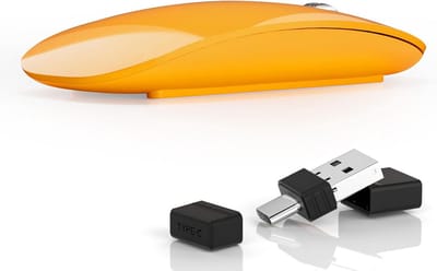 Draadloze Oplaadbare Muis met USB-Nano- en USB-C-Ontvanger, Stille Bediening, 3 DPI-instellingen, 2,4 GHz Connectiviteit, Geschikt voor Laptop, PC en Mac