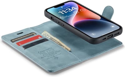 CaseMania Bookcase hoesje geschikt voor Apple iPhone 17e/16e - Effen Aqua - Kunstleer - 2-in-1 Magnetisch Uitneembaar Design