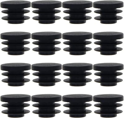 16x Ronde PVC Buispluggen voor Tafels en Stoelpoten - Beschermkappen Zwart 18mm