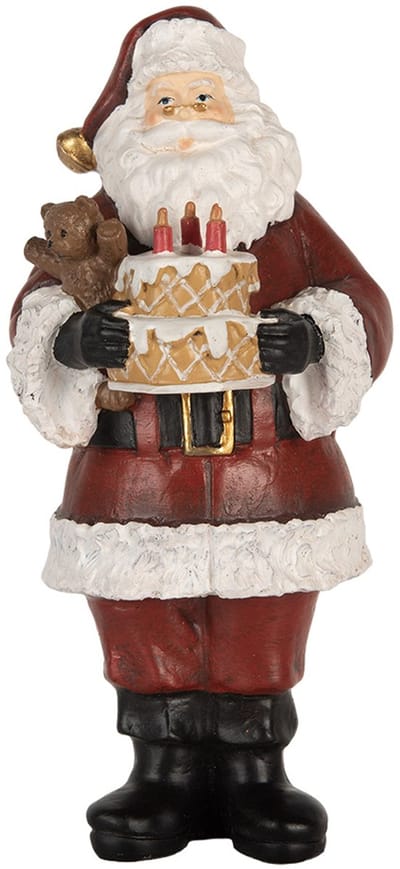 Clayre & Eef Kerstdecoratie Kerstman 10x10x21 cm Rood Kunststof