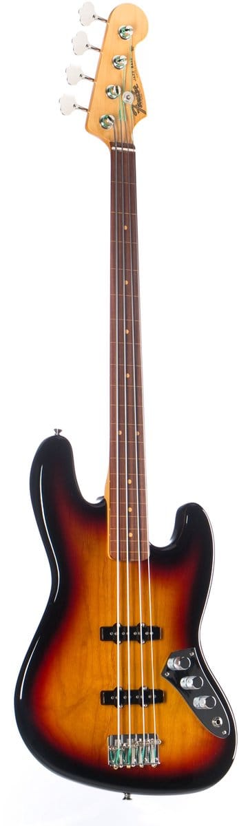 Fender AS Jaco Pastorius J-Bass F/L RW 3 Tone Sunburst, koffer - Elektrische basgitaar