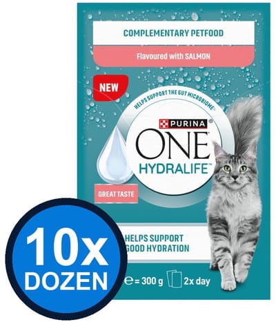 10x Purina One - HydraCare Adult Zalm (6x50g) - Kattenvoer Natvoer - 300 g