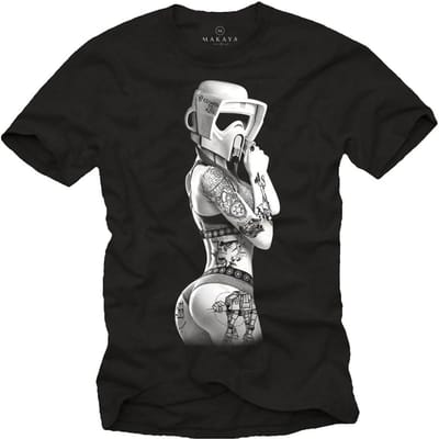 Tatoeage Trooper T-Shirt voor Heren - Zwart Katoen | Diverse Maten Beschikbaar