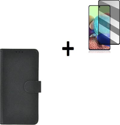Samsung Galaxy A52 Hoesje - Samsung Galaxy A52 Privacy Screenprotector - Samsung A52 Hoes Wallet Bookcase Zwart + Privacy Screenprotector