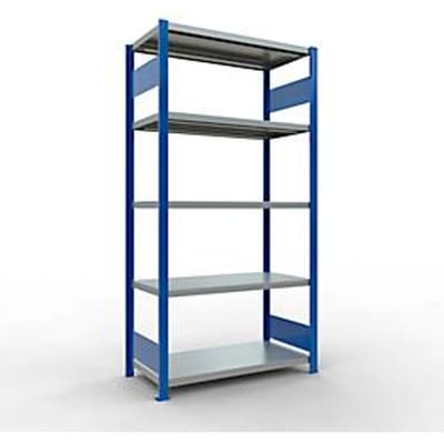 Schulte Lagertechnik MULTIplus250 boutloze rekken, basisrek, 2000 x 1000 x 500 mm, 5 legborden, 250 kg, RAL 5010 gentiaanblauw/verzinkt