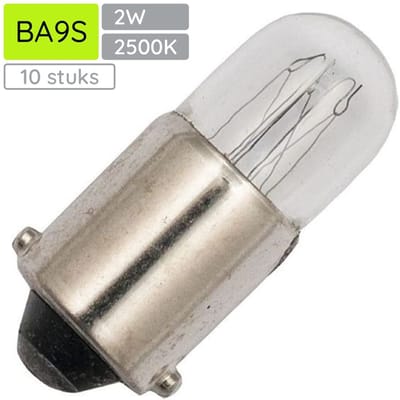 Signaallamp Ba9s 130V 2W - 15 mAh - 10 stuks - T9 Gloeilamp Ø9mm - 23mm - 2500K - Dimbaar