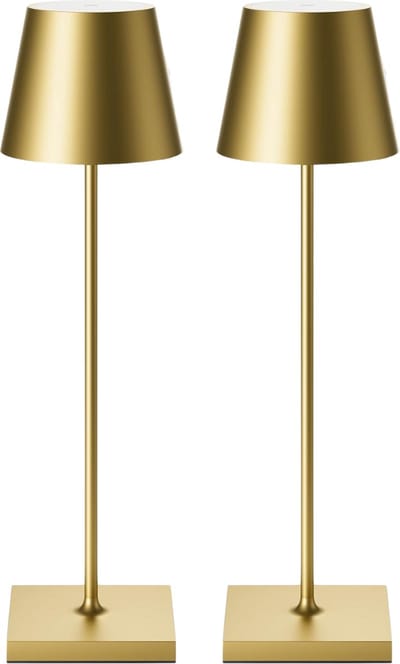 2 Stuks - Oplaadbare Tafellamp - Dimbaar - Aluminium - Bureaulamp - Waterdicht - 38CM - Goud