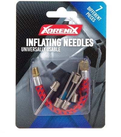 Universele opblaas naalden - met verloopnippel, flexibele slang en opzetstuk - ballen/luchtbed/fiets