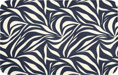 Badmat 80x50 cm - Antislip - Bladvormen - Blauw - Patroon - Wit - Badmatten voor badkamer - Badkamermat - Douchemat - Badkamer mat