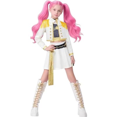 Kinderen Meisjes Rumi Zoey Mira Cosplay Kostuum voor Kind Bedrukte Kleding Rollenspel Halloween Carnaval Kostuum 110 blauw