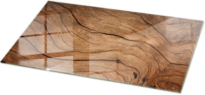 Tulup Tafelblad Glas - Natuurlijk Houtpatroon Veiligheidsglas - 100 cm x 50 cm - Bruin Gehard Glas - Rechthoekig Tafelblad Glas - Glazen Tafelblad voor de Woonkamer - Glazen Plaat