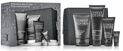 Clinique for Men Refreshed Skin For Him 4 Set - Moisturizing Lotion 100 ml + Face Scrub 100 ml + Eye Cream + Charcoal Face Wash