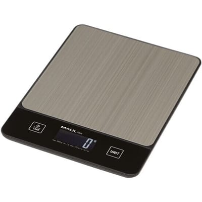 MAULlibra 1657090 Brievenweegschaal Weegbereik (max.) 5000 g Resolutie 1 g werkt op batterijen Zwart, Zilver