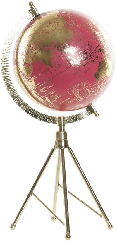 Atmosphera Decoratie wereldbol / globe - roze / goud - op voet - 19 x 17 x 38 cm - Landen/contintenten topografie