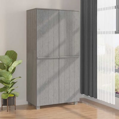 vidaXL - Kledingkast - HAMAR - 89x50x180 - cm - massief - grenenhout - lichtgrijs