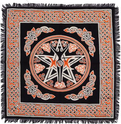 Esoterisch Altaardoek met Franjes | Aardmoeder | Altaarkleed Aardmoeder Elementen | Tarotkleed Orakelkleed | Spirituele Artikelen | Afmetingen: 50x50cm