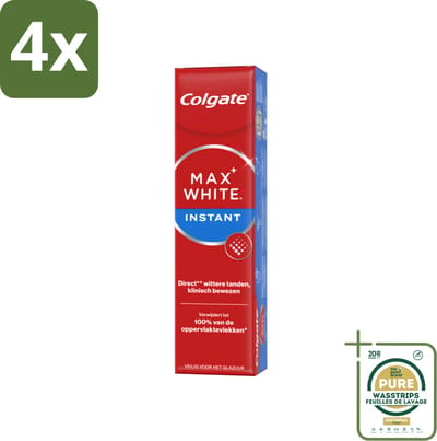 Colgate Tandpasta Max White Optic 75 ml - Voordeelverpakking - 4 stuks - Optische whitening - Direct wittere tanden