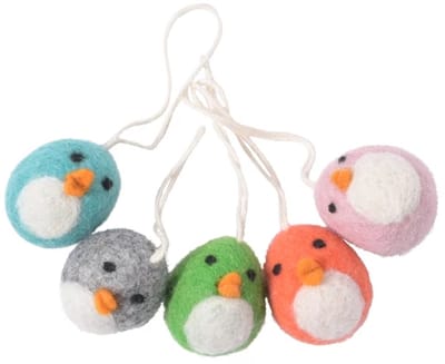 Aveva baby birds set van 5 turquoise / grijs / groen / oranje / roze
