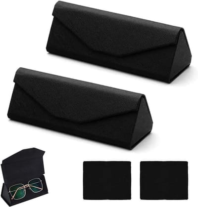 Opvouwbare brillenkokers - 2 stuks - zwart - PU leer