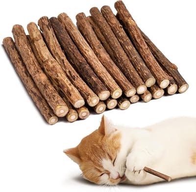 Natuurlijke Matatabi Silvervine Kauwspeeltjes voor Katten, 20 Stuks, Tandreiniging en Stressverlichting voor Kittens en Volwassen Katten