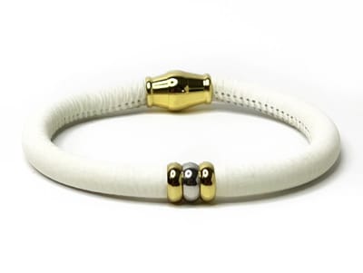 NIEUW! Jolla - dames armband zilver - leer - magneetsluiting - bedels - tweekleurig - Single Ladies Gold - Wit