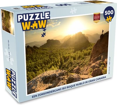 Puzzel Een zonsondergang bij Roque Nublo in Gran Canaria - Legpuzzel - Puzzel 500 stukjes