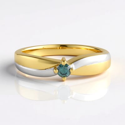Cavill - Zilveren ring - 925 Sterling Zilver verguld - I2 Blauwe Diamant 0,09 ct, ronde briljant - Luxe damesring modern blauw sieraad