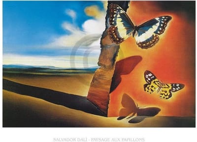Kunstdruk Salvador Dali - Paysage aux Papillons 80x60cm
