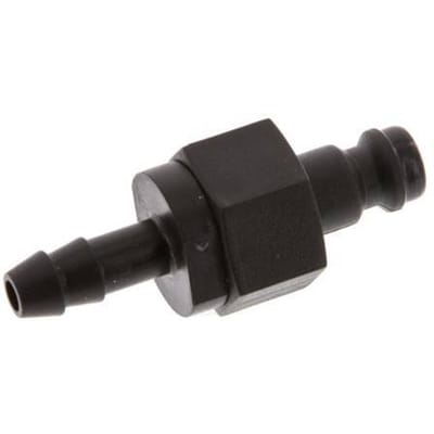 POM DN 5 Koppeling Insteeknippel 6 mm Slangpilaar Dubbele afsluiting