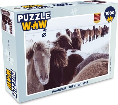 Puzzel Paarden - Sneeuw - Wit - Legpuzzel - Puzzel 1000 stukjes volwassenen