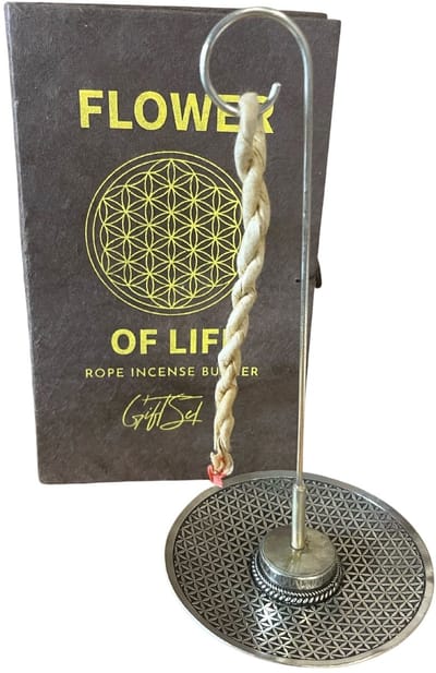 Rope Incense and Silver Plated Holder Set - Flower of Life
