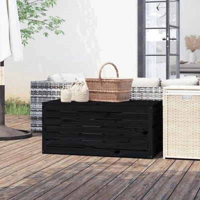 Tuinbak Opbergbox - Buiten Opslag - Tuin Organiseren - Massief Vurenhout - 101 cm Lengte - Zwart