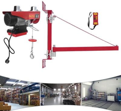 Elektrische Lier - Motor Takel - Werkplaats Hefwerk - Draadloze Bediening - 250 kg Hefkracht - Rood