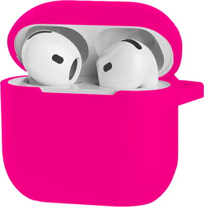 Hoesje - Geschikt voor Apple AirPods 4 - Siliconen Hoes met Clip - Silicone Case Cover - Roze