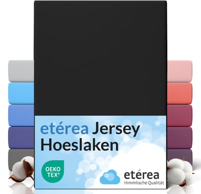 etérea Jersey Hoeslaken 90x200 - 100x200 cm Oekotex Made in Green - 100% katoen - zwart