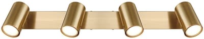 Plafondspot 4 vlammen plafondlamp goud woonkamerlamp plafondlamp, beweegbare spots, 4x GU10 stopcontacten, LxBxH 56x6x12 cm
