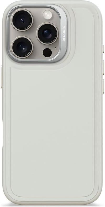 DECODED Siliconen Stacks Hoesje Geschikt voor iPhone 16 Pro - Premium Soft-Touch Materiaal - Antibacteriële Coating - Geschikt voor MagSafe - Stone Grijs