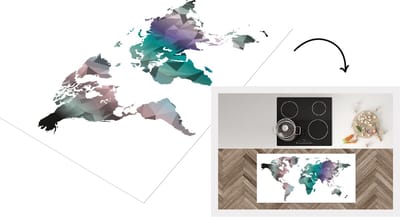Keukenloper - Loper keuken - Wereldkaart - Artistiek - Kleuren - 120x60 cm - Keukenloper vinyl