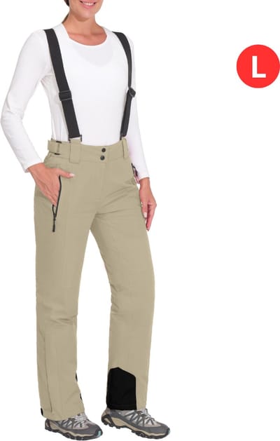 Bovista Skibroek - Skipak - Snowboard Broek - Winterbroek - Sneeuwbroek - Dames - Wintersport - Bretels - Khaki - Maat L