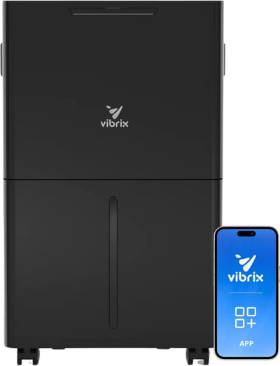 Vibrix DryFlow6 Pro Luchtontvochtiger – 6L per dag – Bediening via App – Wasdroogfunctie – Stil & Energiezuinig – Voor Badkamer, Kelder, Zolder & Slaapkamer – Dehumidifier