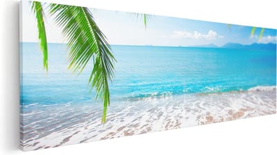 Artaza Canvas Schilderij Zeezicht - 60x20 cm - Wanddecoratie Strand - Muurdecoratie Woonkamer - Kamer Accessoires Tropisch